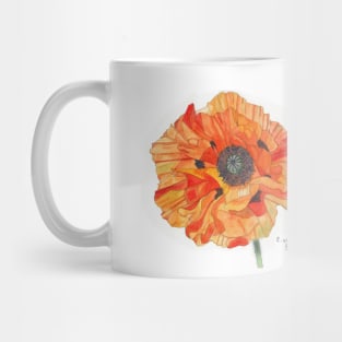 Single Orange Poppy original watercolour painting Mug